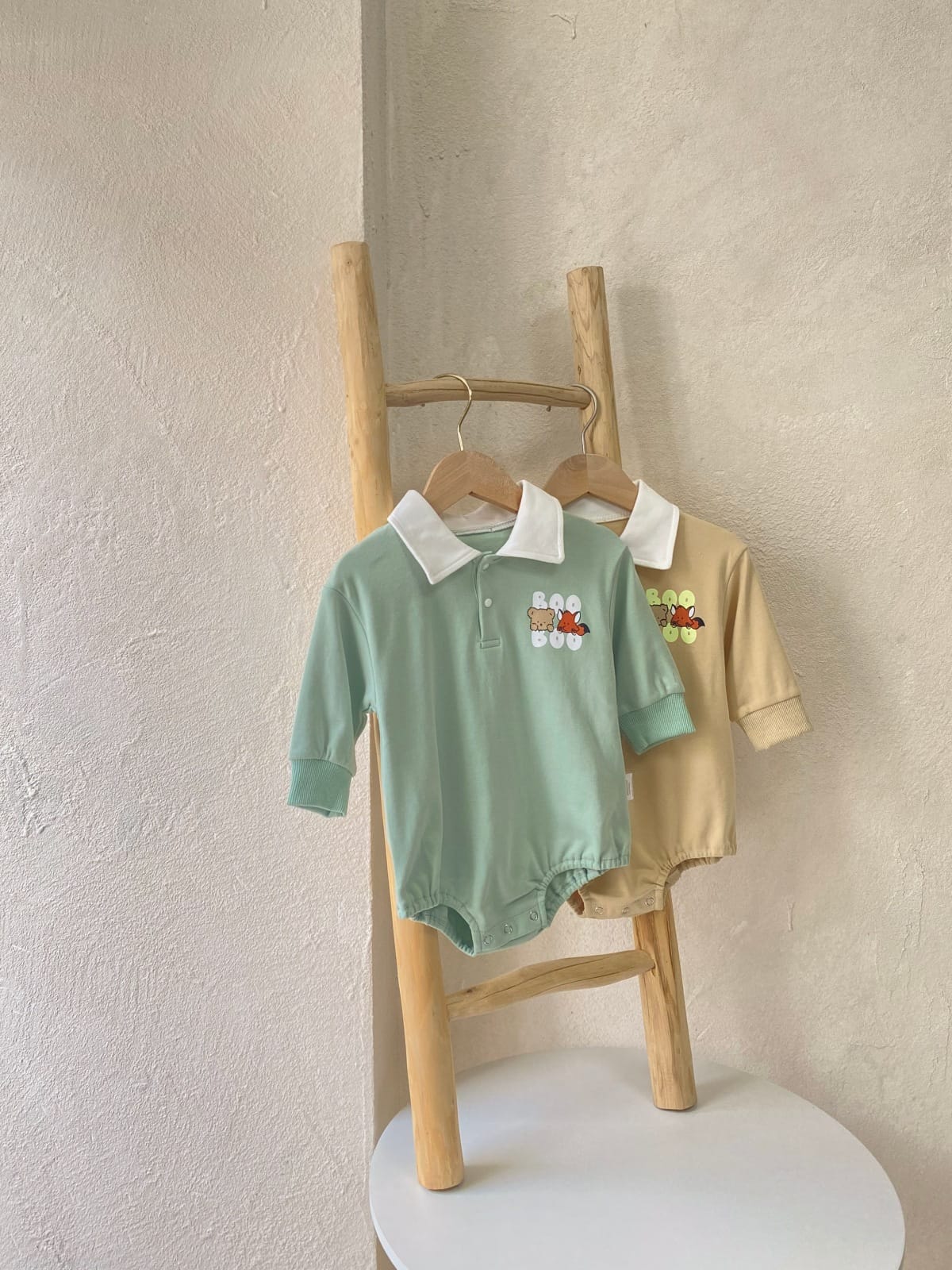 Cartoon Print POLO Romper 襟付き アニマルプリント ロンパース【mh0012684】 BBAMMA 長袖ロンパース