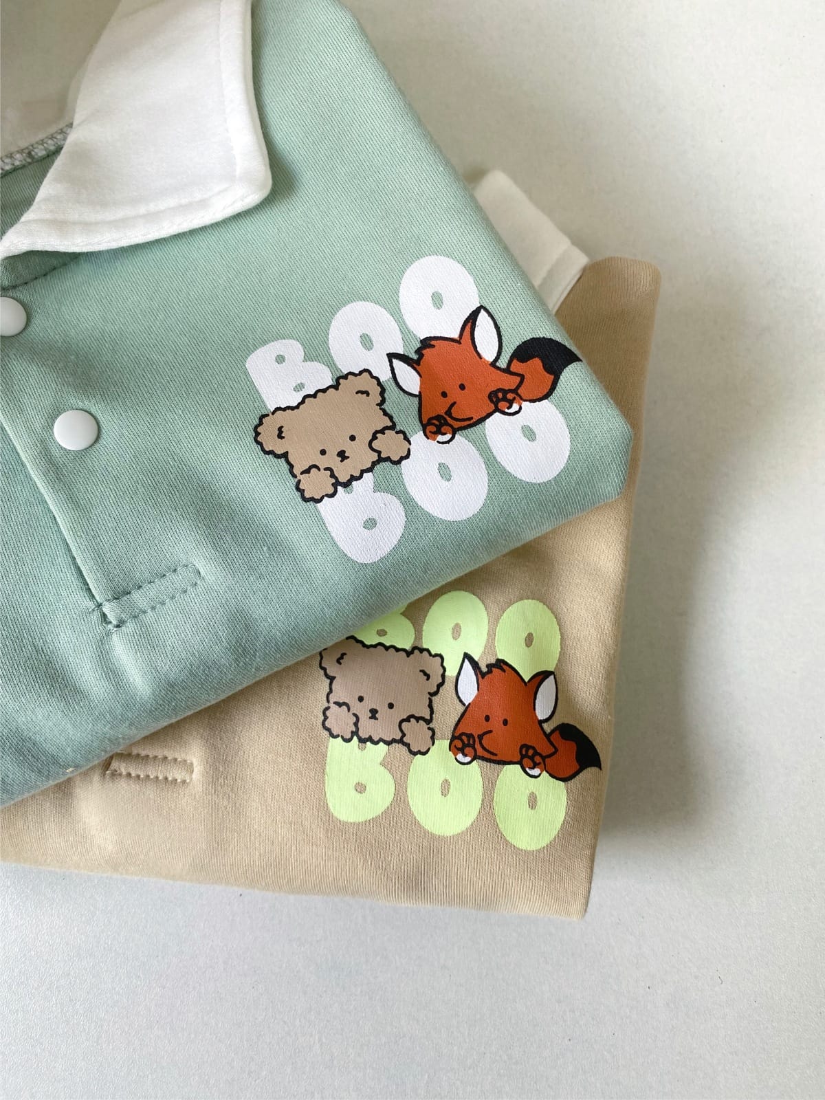 Cartoon Print POLO Romper 襟付き アニマルプリント ロンパース【mh0012684】 BBAMMA 長袖ロンパース
