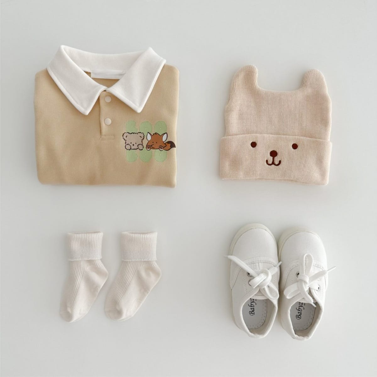 Cartoon Print POLO Romper 襟付き アニマルプリント ロンパース【mh0012684】 BBAMMA 長袖ロンパース
