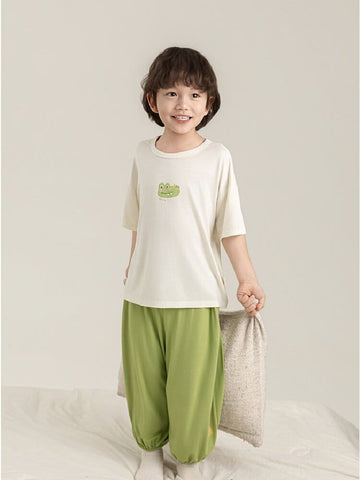 Cartoon Print Viscose Loungewear Set プリント ビスコース 半袖 ルームウェア 上下セット【mh0012733】 YoehYaul 半袖パジャマ