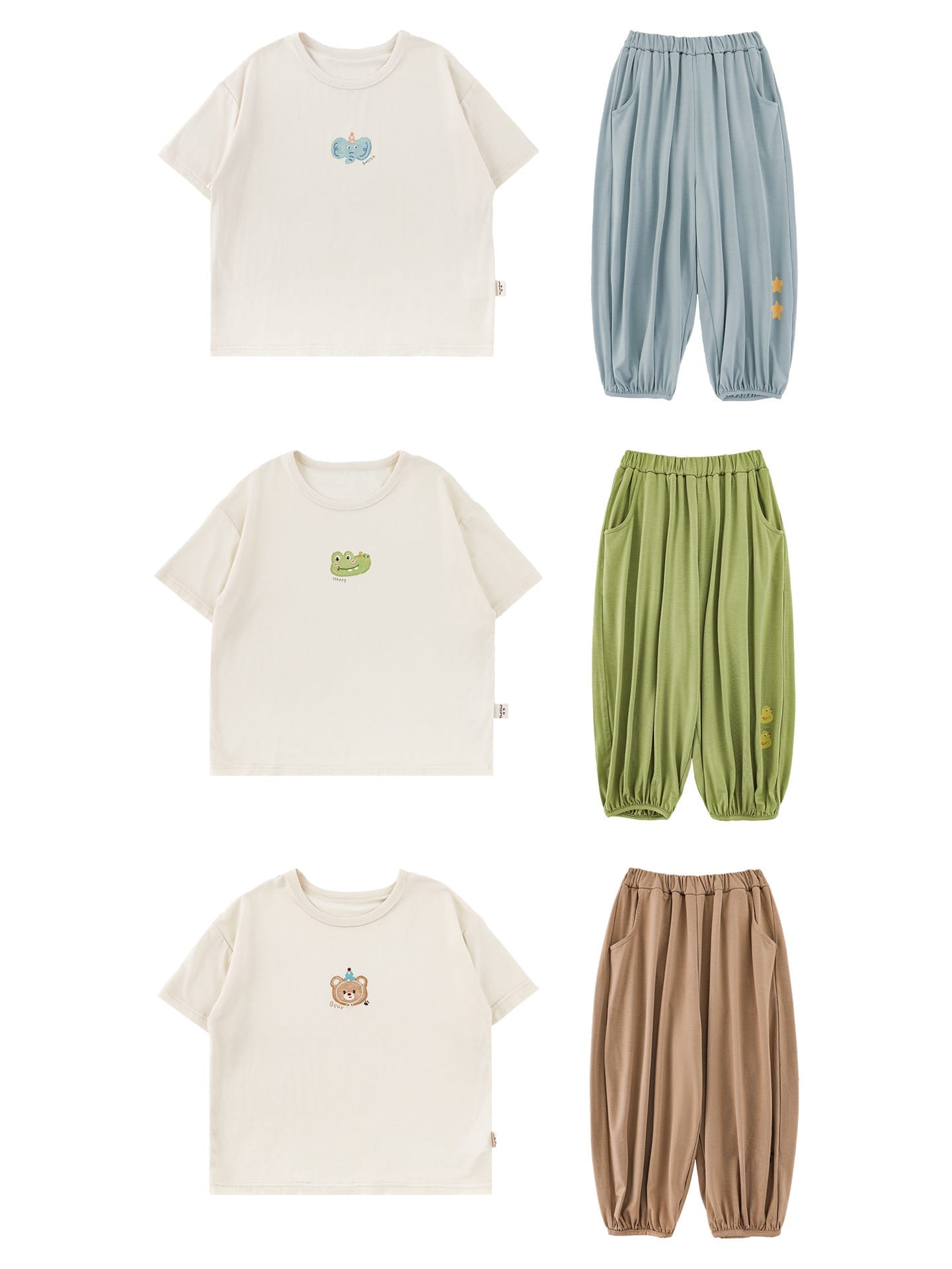 Cartoon Print Viscose Loungewear Set プリント ビスコース 半袖 ルームウェア 上下セット【mh0012733】 YoehYaul 半袖パジャマ