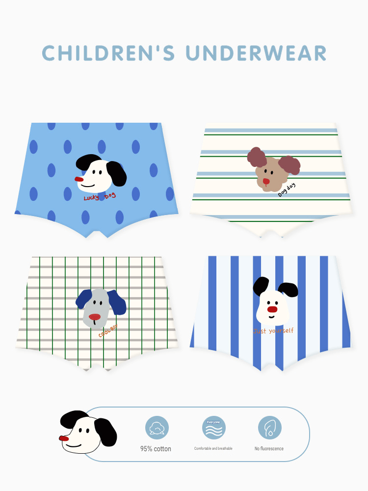 Cartoon Puppy Boxer Briefs 4 Pairs アニマル ボクサーパンツ セット【mh0013553】 mamahalo accessory 幼児用下着