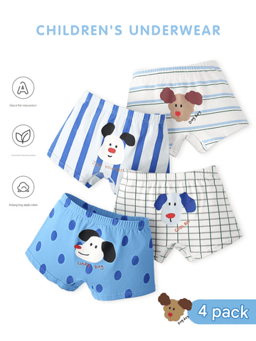 Cartoon Puppy Boxer Briefs 4 Pairs アニマル ボクサーパンツ セット【mh0013553】 mamahalo accessory 幼児用下着