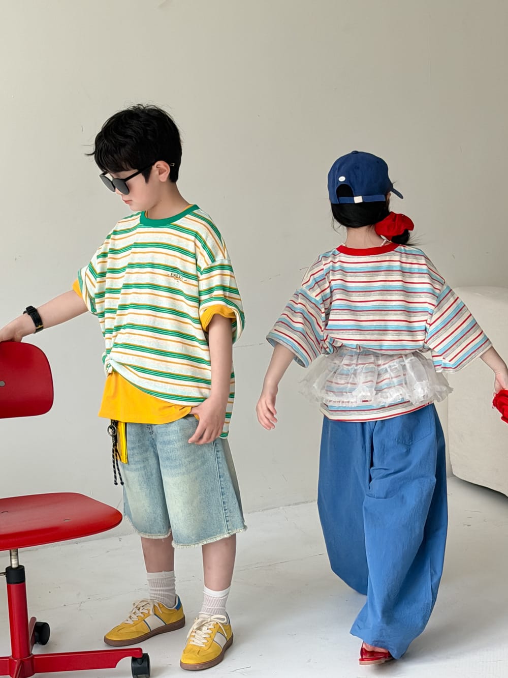 Casual Striped Crewneck T-shirt ボーダー 半袖Tシャツ【mh0013131】 KUMAI.KIDS 半袖Tシャツ