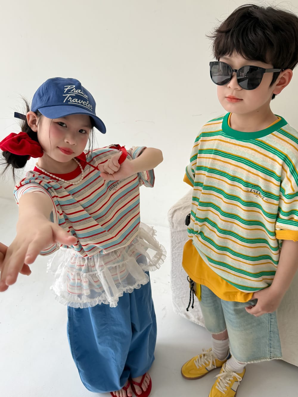 Casual Striped Crewneck T-shirt ボーダー 半袖Tシャツ【mh0013131】 KUMAI.KIDS 半袖Tシャツ