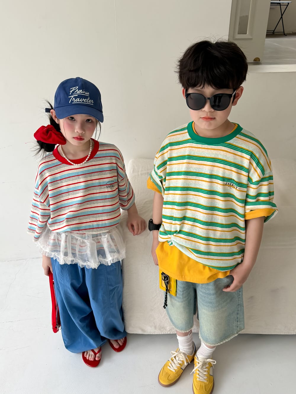 Casual Striped Crewneck T-shirt ボーダー 半袖Tシャツ【mh0013131】 KUMAI.KIDS 半袖Tシャツ