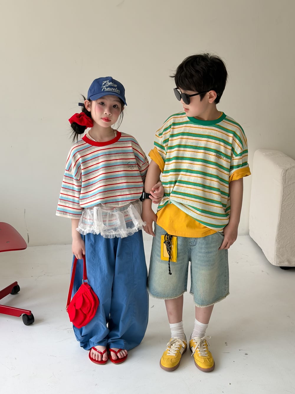 Casual Striped Crewneck T-shirt ボーダー 半袖Tシャツ【mh0013131】 KUMAI.KIDS 半袖Tシャツ