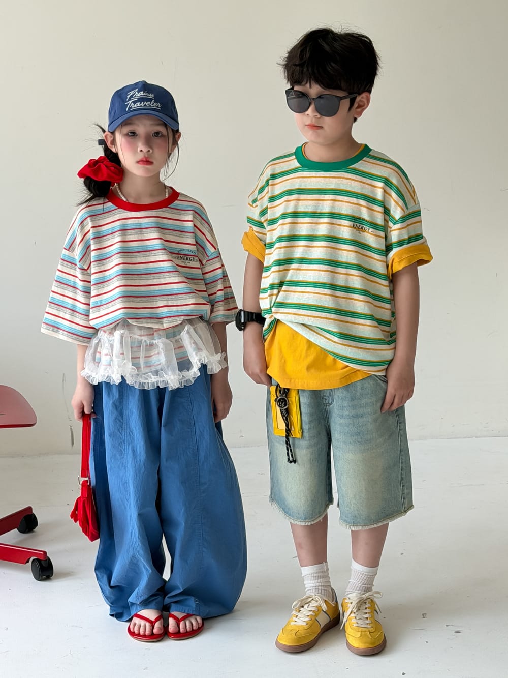 Casual Striped Crewneck T-shirt ボーダー 半袖Tシャツ【mh0013131】 KUMAI.KIDS 半袖Tシャツ