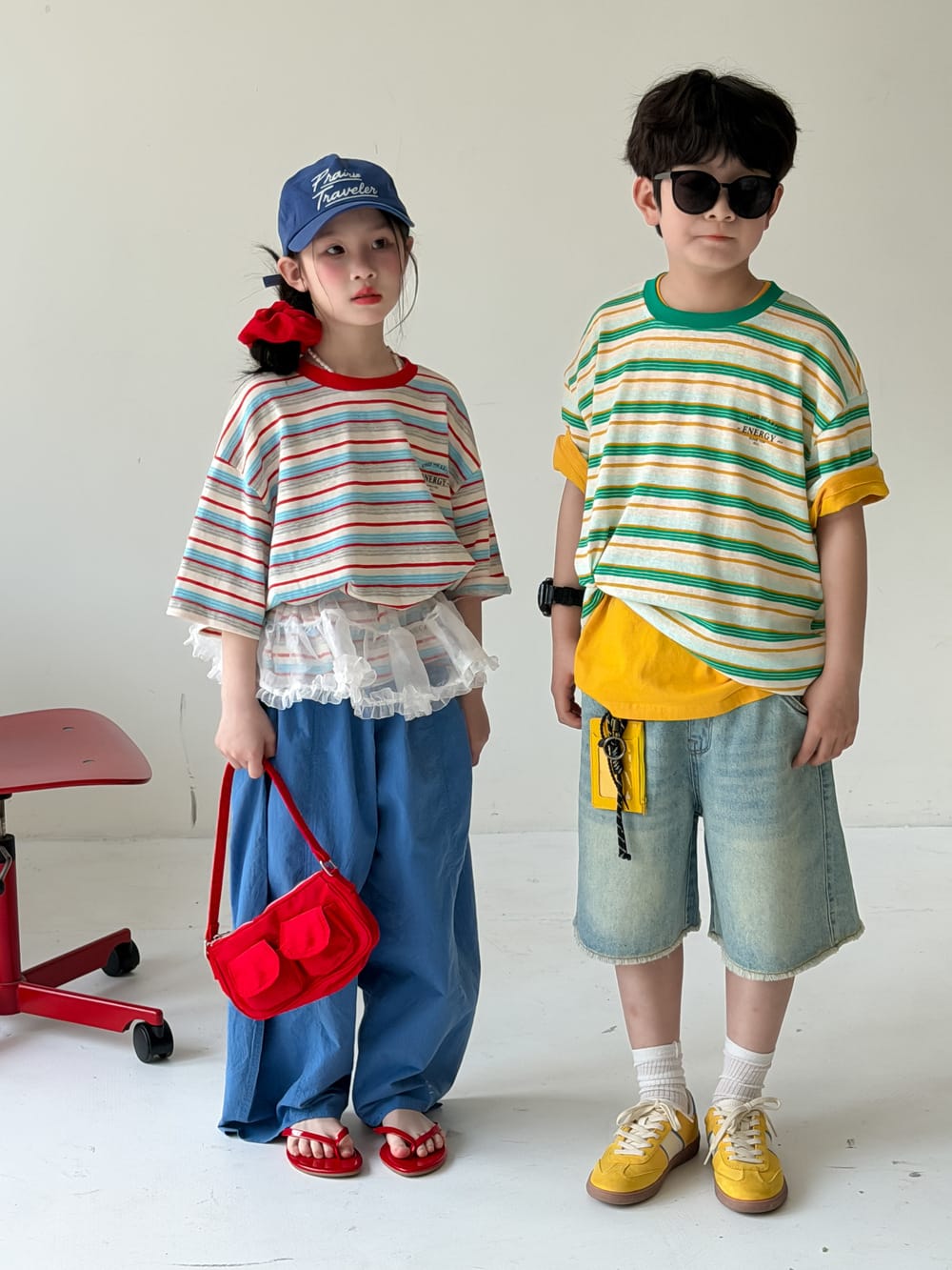 Casual Striped Crewneck T-shirt ボーダー 半袖Tシャツ【mh0013131】 KUMAI.KIDS 半袖Tシャツ