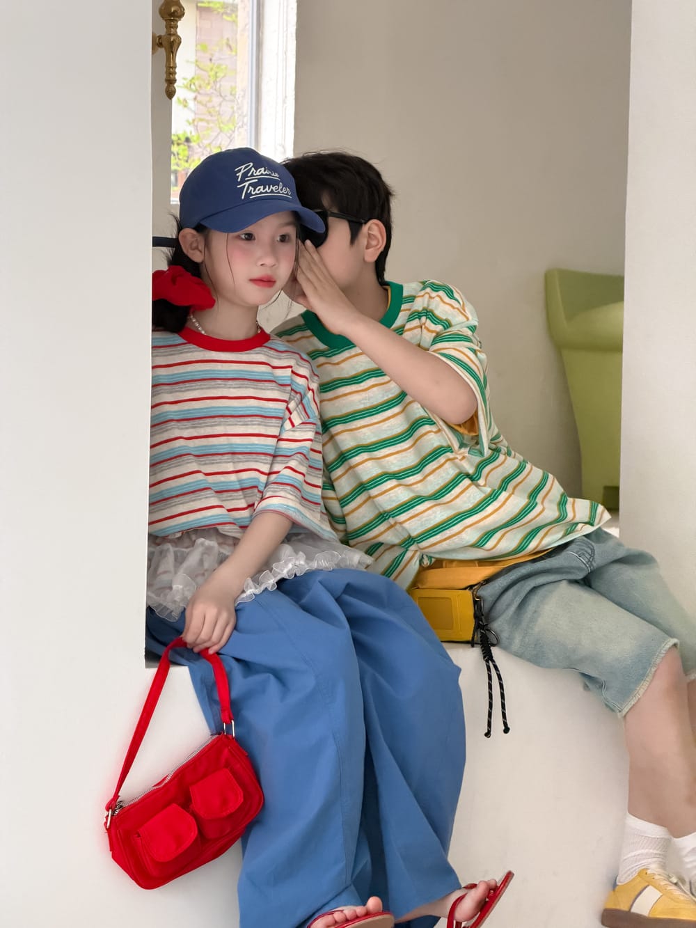 Casual Striped Crewneck T-shirt ボーダー 半袖Tシャツ【mh0013131】 KUMAI.KIDS 半袖Tシャツ