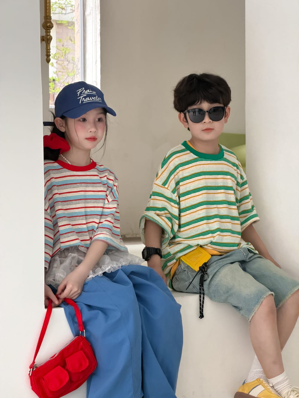 Casual Striped Crewneck T-shirt ボーダー 半袖Tシャツ【mh0013131】 KUMAI.KIDS 半袖Tシャツ