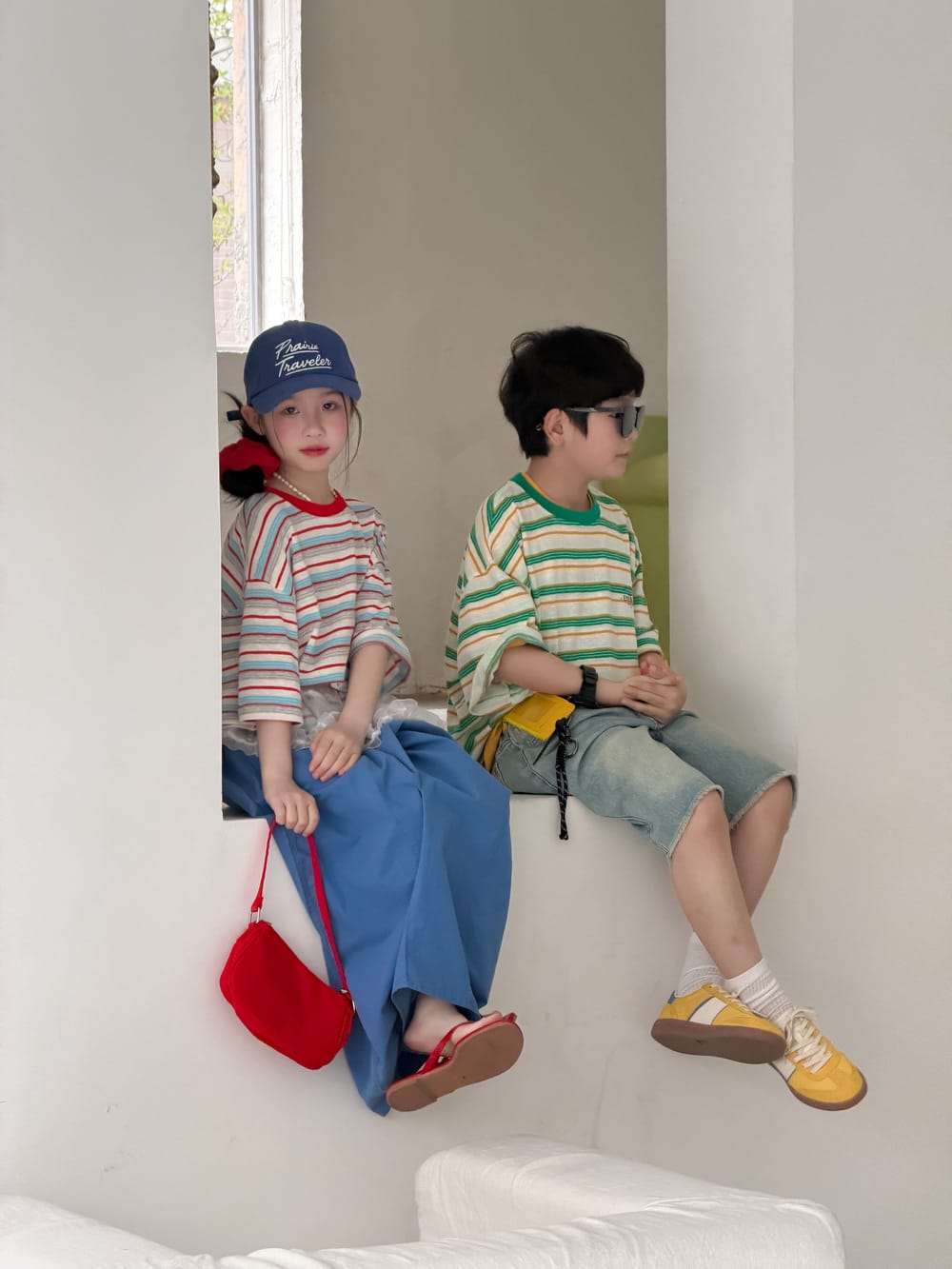 Casual Striped Crewneck T-shirt ボーダー 半袖Tシャツ【mh0013131】 KUMAI.KIDS 半袖Tシャツ