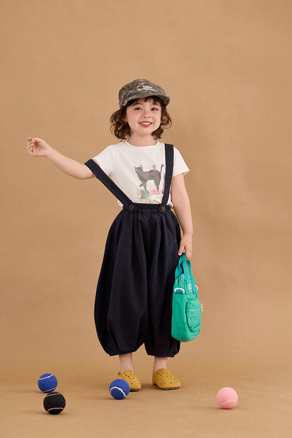 Cat Illustration Slim Fit T-Shirt ネコ イラスト スリムTシャツ【mh0012383】 HEY BOOBII