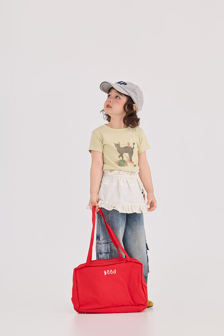 Cat Illustration Slim Fit T-Shirt ネコ イラスト スリムTシャツ【mh0012383】 HEY BOOBII