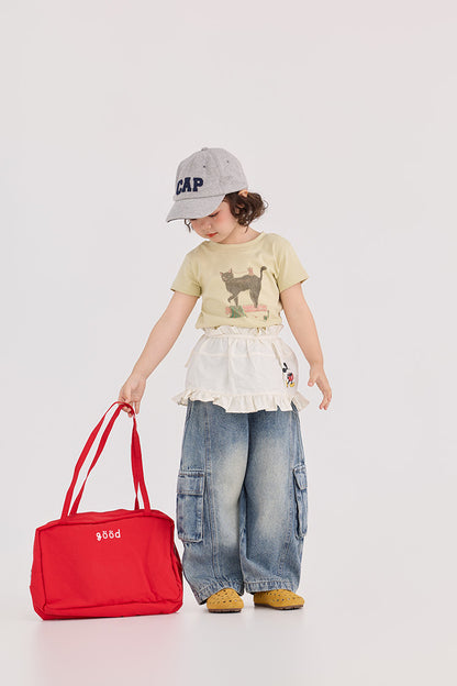 Cat Illustration Slim Fit T-Shirt ネコ イラスト スリムTシャツ【mh0012383】 HEY BOOBII