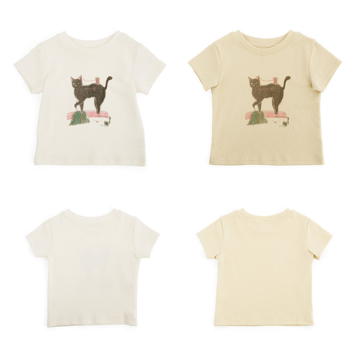 Cat Illustration Slim Fit T-Shirt ネコ イラスト スリムTシャツ【mh0012383】 HEY BOOBII