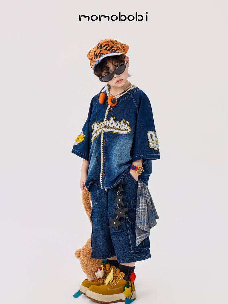 Check Layered Denim Shorts チェック レイヤード デニムハーフパンツ【mh0013002】 momobobi ハーフパンツ・ショートパンツ