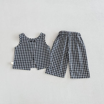 Check Sleeveless Wide Pants Set ギンガムチェック ノースリーブ セットアップ【mh0012708】 angou ノースリーブセットアップ
