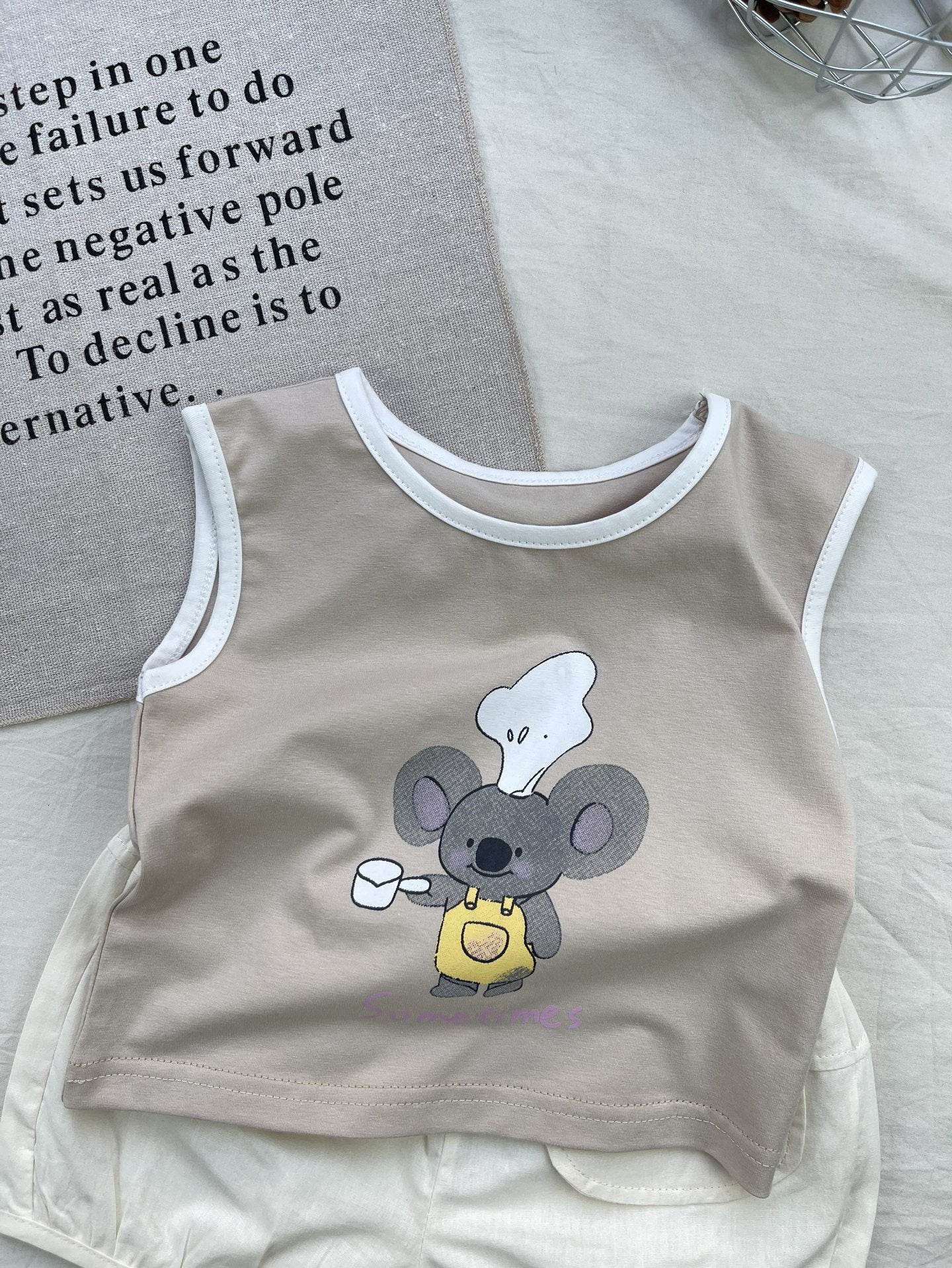 Chef Koala Graphic Vest Set アニマル ノースリーブTシャツ ショートパンツセット【mh0012924】 yi nian ni ノースリーブセットアップ