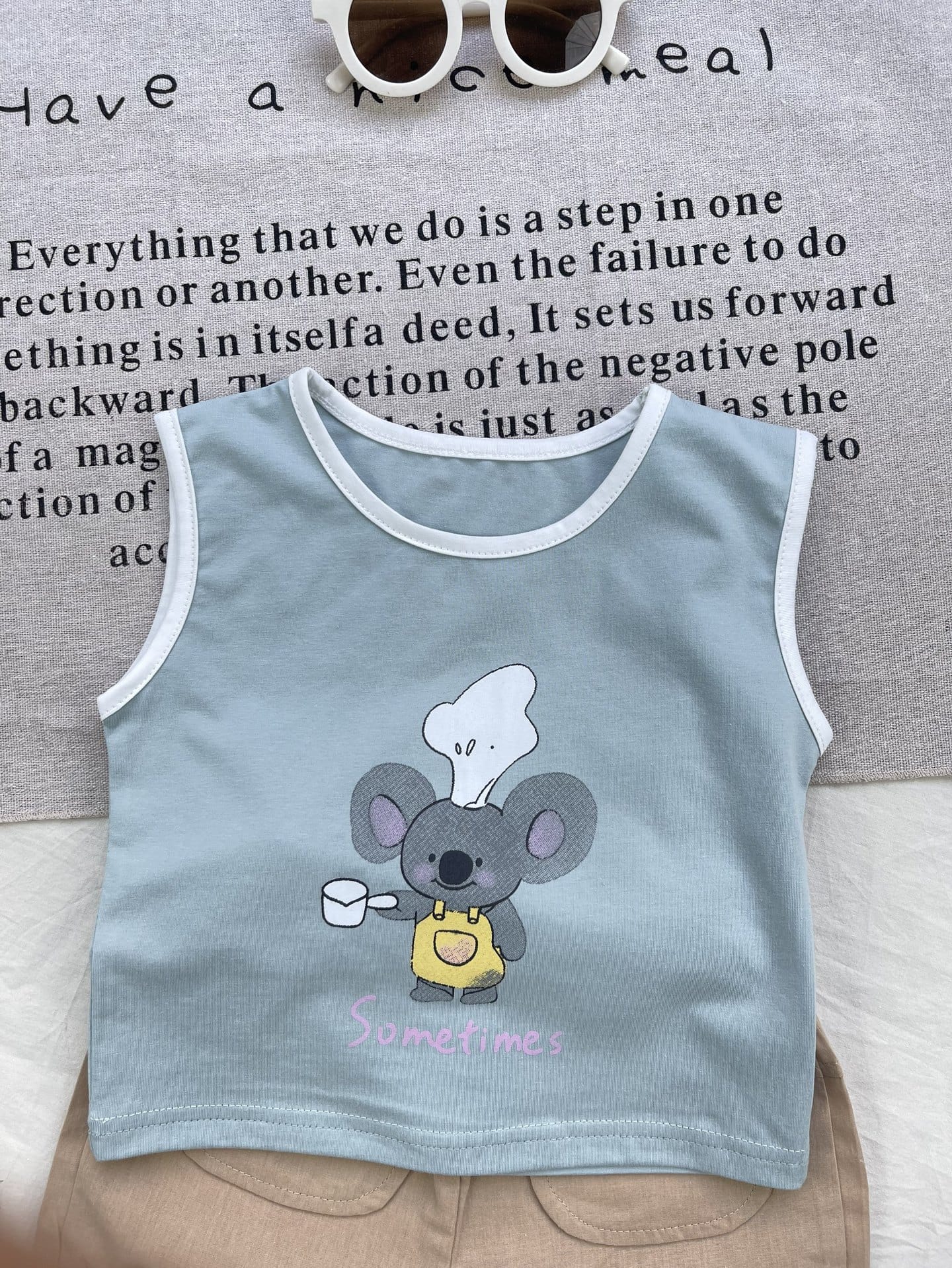 Chef Koala Graphic Vest Set アニマル ノースリーブTシャツ ショートパンツセット【mh0012924】 yi nian ni ノースリーブセットアップ