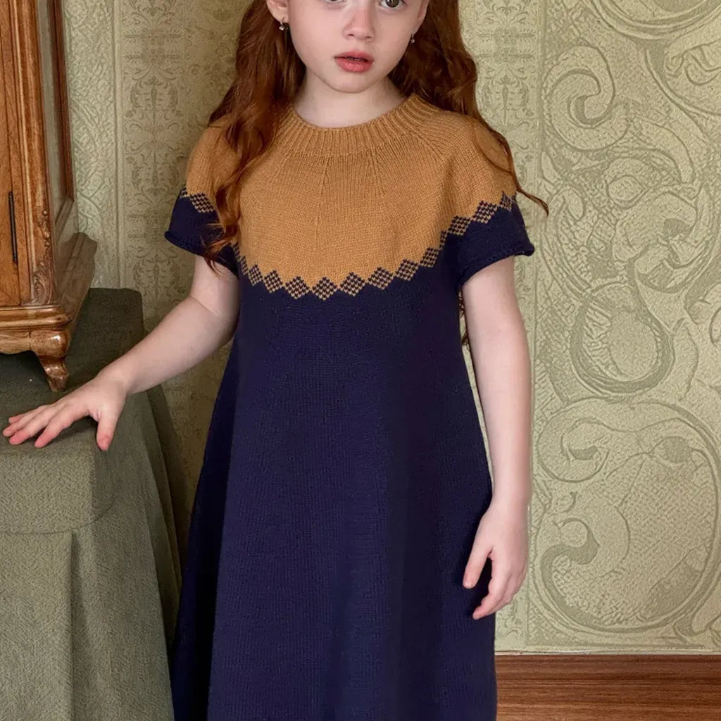 半袖ワンピース ニット半袖ワンピース Aラインセータードレス【mh0011204】