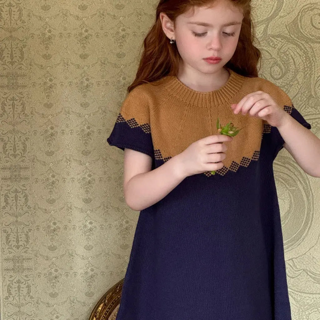 半袖ワンピース ニット半袖ワンピース Aラインセータードレス【mh0011204】