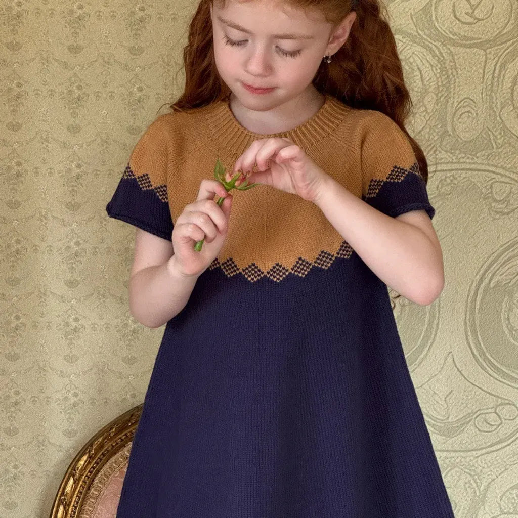 半袖ワンピース ニット半袖ワンピース Aラインセータードレス【mh0011204】