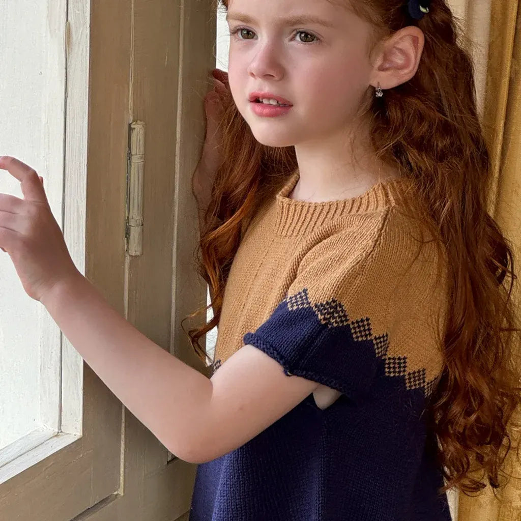 半袖ワンピース ニット半袖ワンピース Aラインセータードレス【mh0011204】