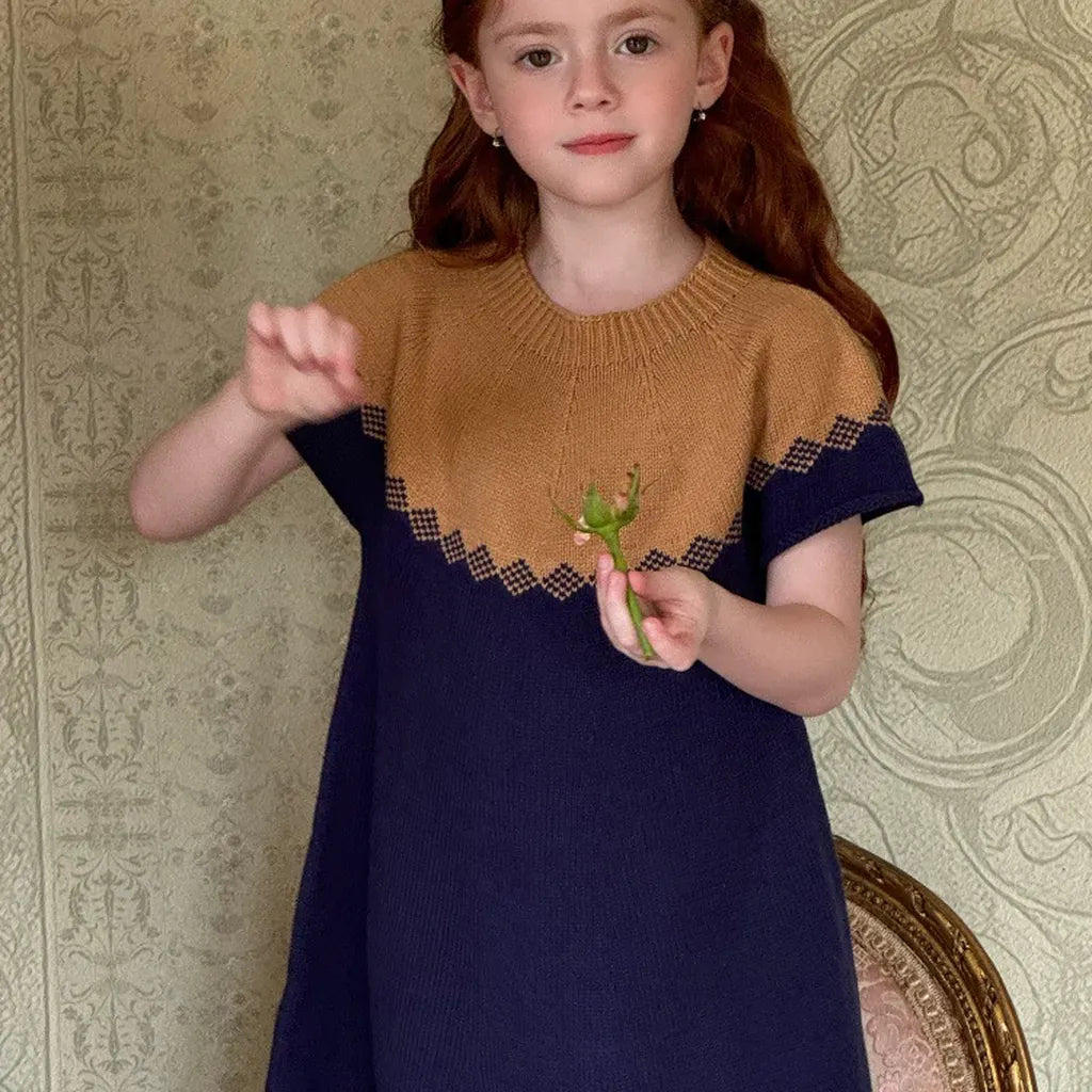 半袖ワンピース ニット半袖ワンピース Aラインセータードレス【mh0011204】