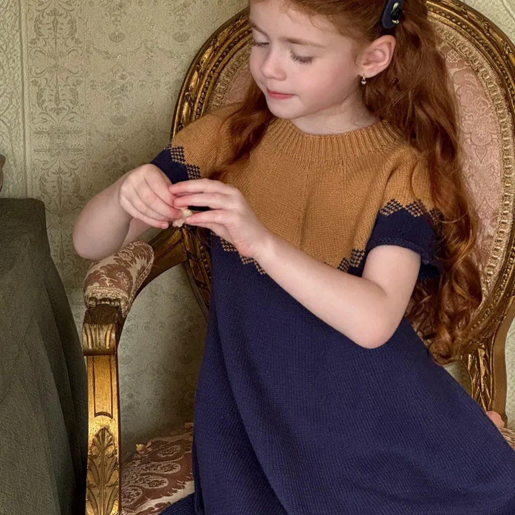 半袖ワンピース ニット半袖ワンピース Aラインセータードレス【mh0011204】