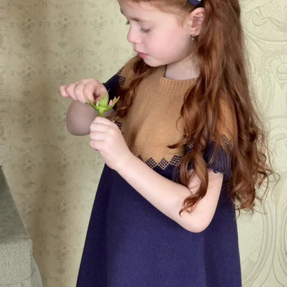 半袖ワンピース ニット半袖ワンピース Aラインセータードレス【mh0011204】