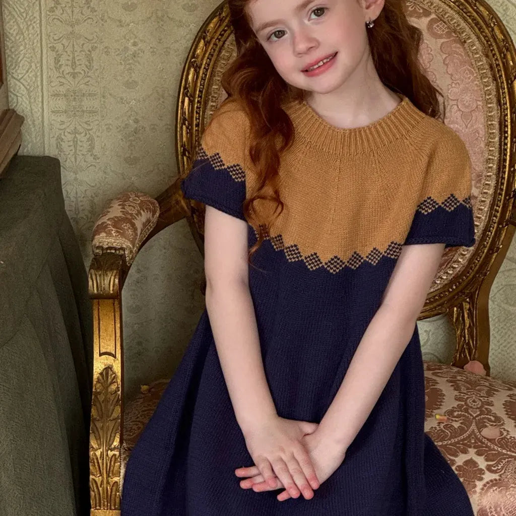 半袖ワンピース ニット半袖ワンピース Aラインセータードレス【mh0011204】