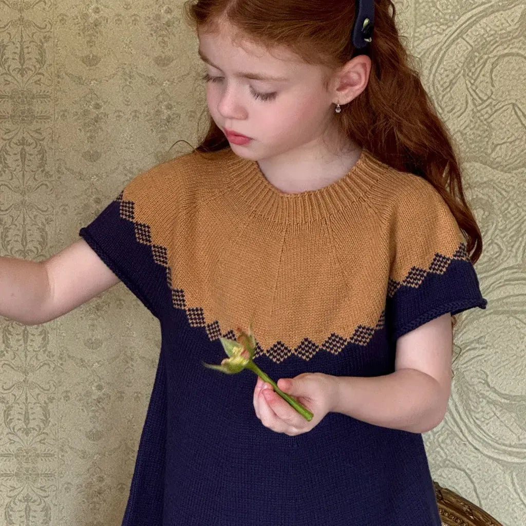 半袖ワンピース ニット半袖ワンピース Aラインセータードレス【mh0011204】