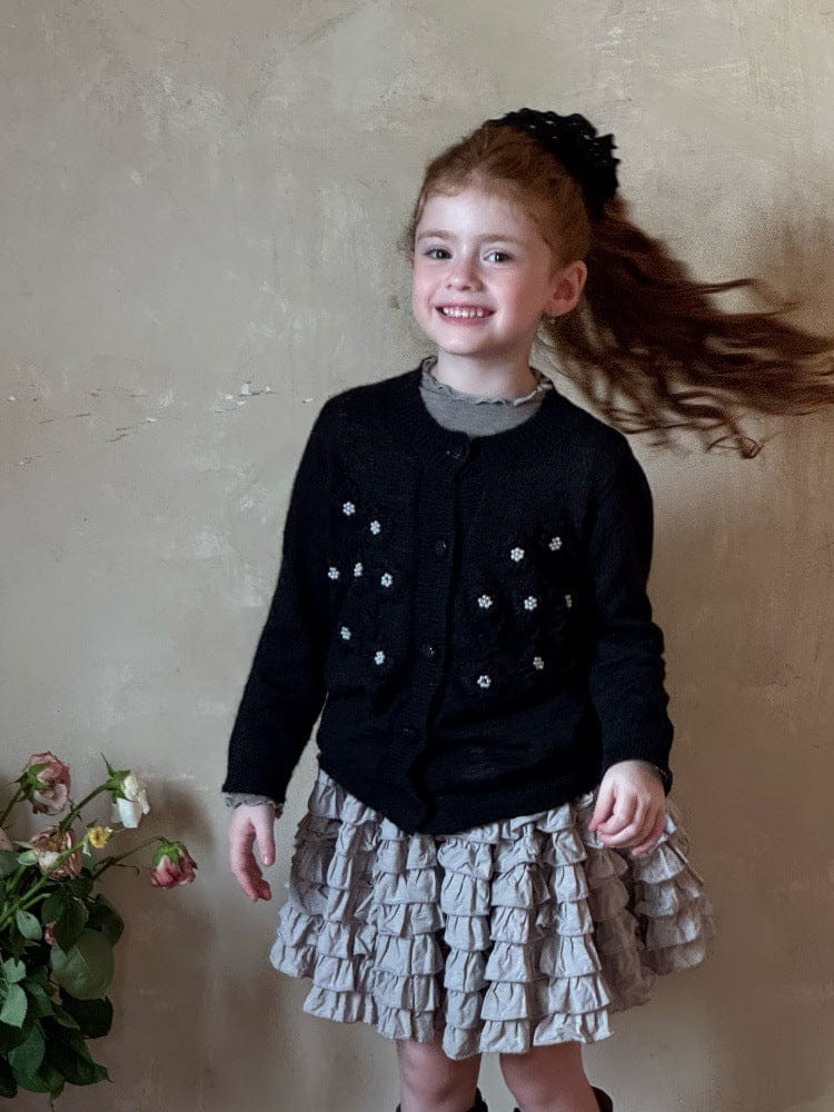 カーディガン・パーカー Black / 90cm ビーズ刺繍ニットカーディガン【mh0011219】