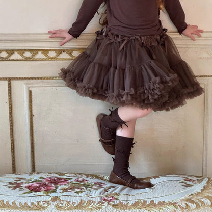 スカート Coffee / 90cm リボンフリルチュールケーキスカート【mh0011218】