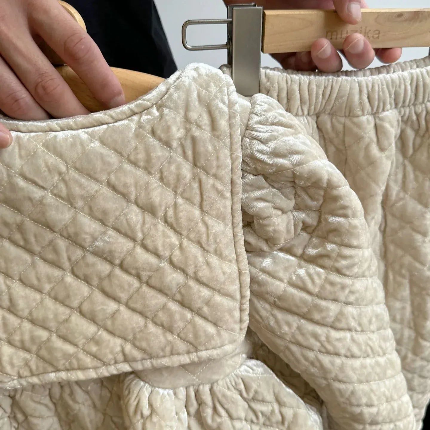 長袖セットアップ キッズジャケット/スカート フェイクベルベットペプラムショートジャケット/ロングタイトスカート スーツ【mh0007535】