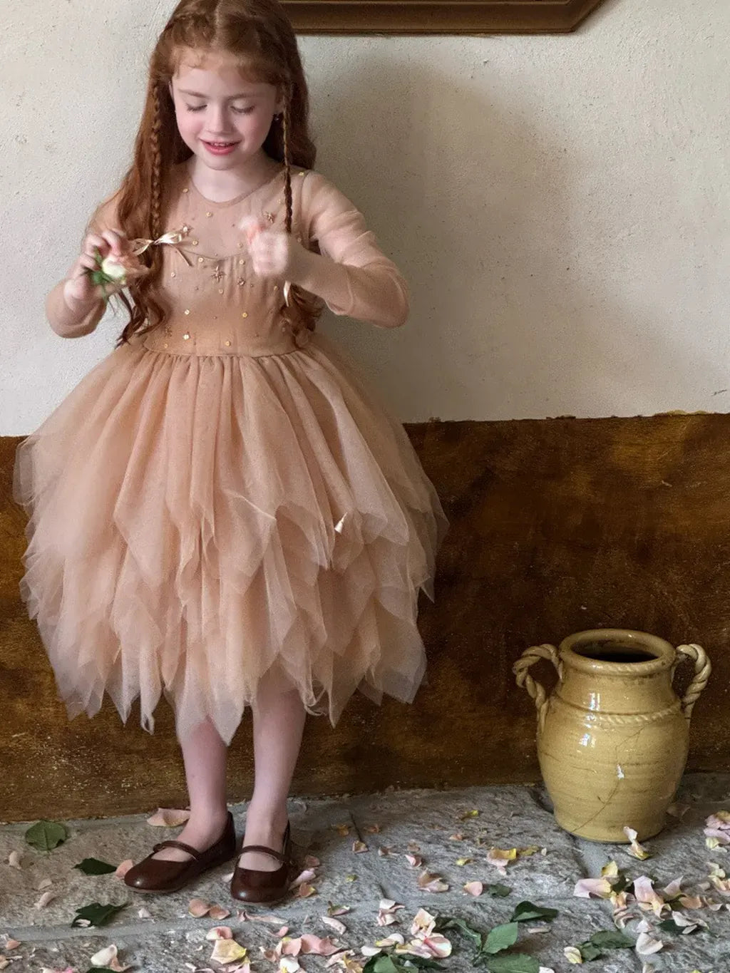 ノースリーブワンピース スパンコールチュール半袖ドレスワンピース【mh0011213】