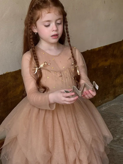 ノースリーブワンピース スパンコールチュール半袖ドレスワンピース【mh0011213】