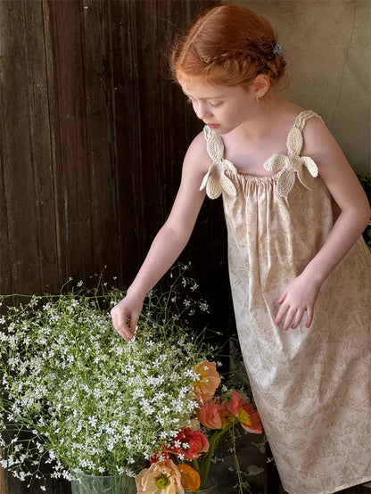 ノースリーブワンピース 立体花柄刺繍キャミソールワンピース【mh0011214】