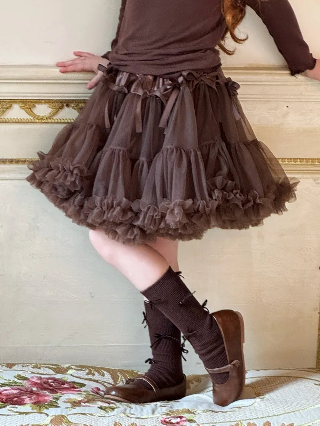 スカート リボンフリルチュールケーキスカート【mh0011218】
