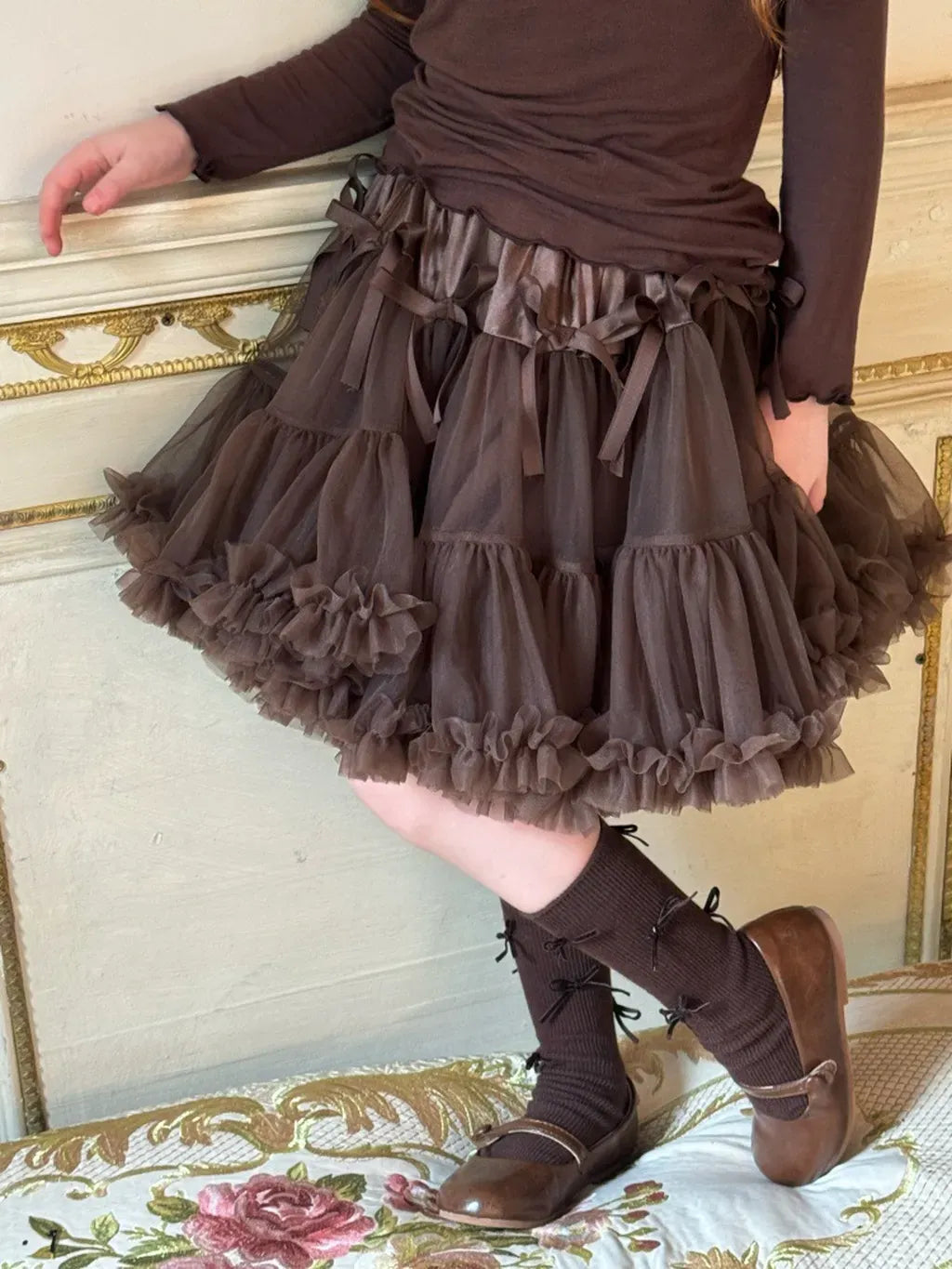 スカート リボンフリルチュールケーキスカート【mh0011218】