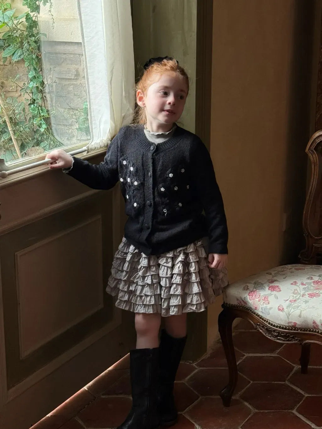 カーディガン・パーカー ビーズ刺繍ニットカーディガン【mh0011219】