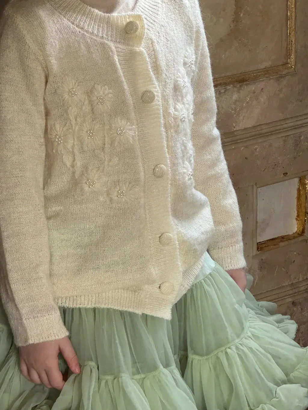 カーディガン・パーカー ビーズ刺繍ニットカーディガン【mh0011219】