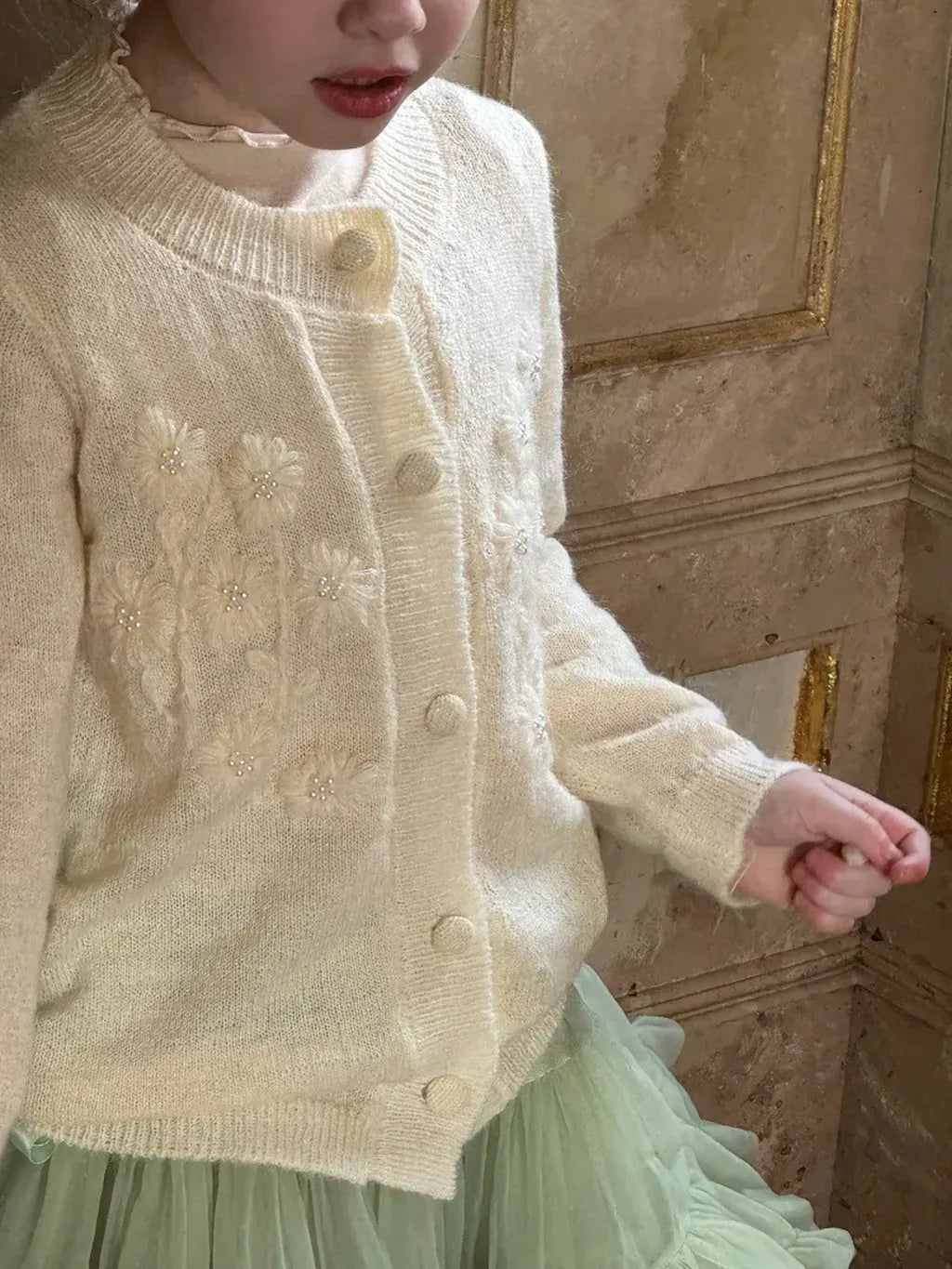 カーディガン・パーカー ビーズ刺繍ニットカーディガン【mh0011219】