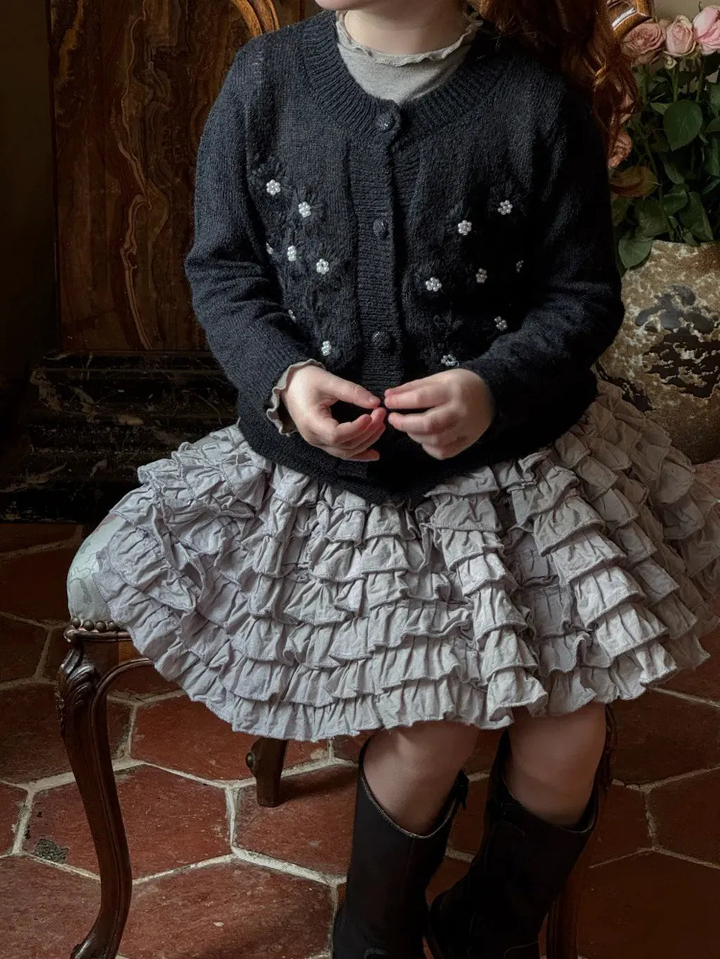 カーディガン・パーカー ビーズ刺繍ニットカーディガン【mh0011219】