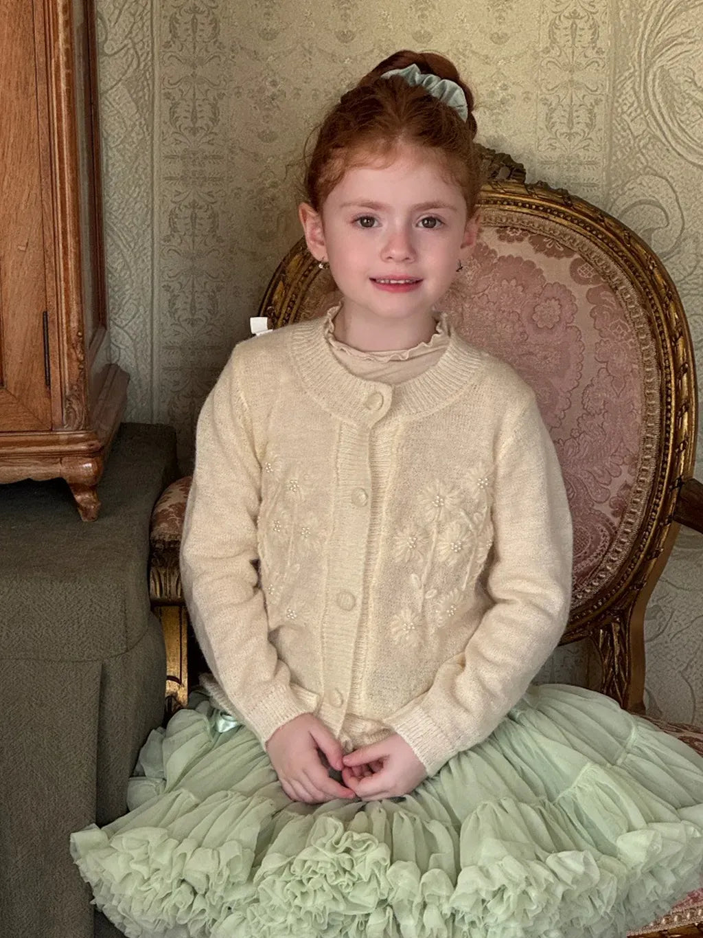 カーディガン・パーカー ビーズ刺繍ニットカーディガン【mh0011219】