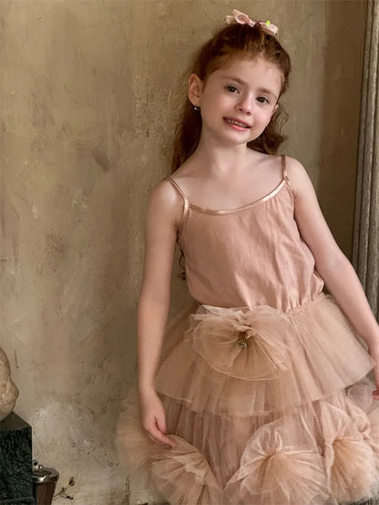 ノースリーブセットアップ シフォンフラワーチュールスカート/キャミソール【mh0011227】