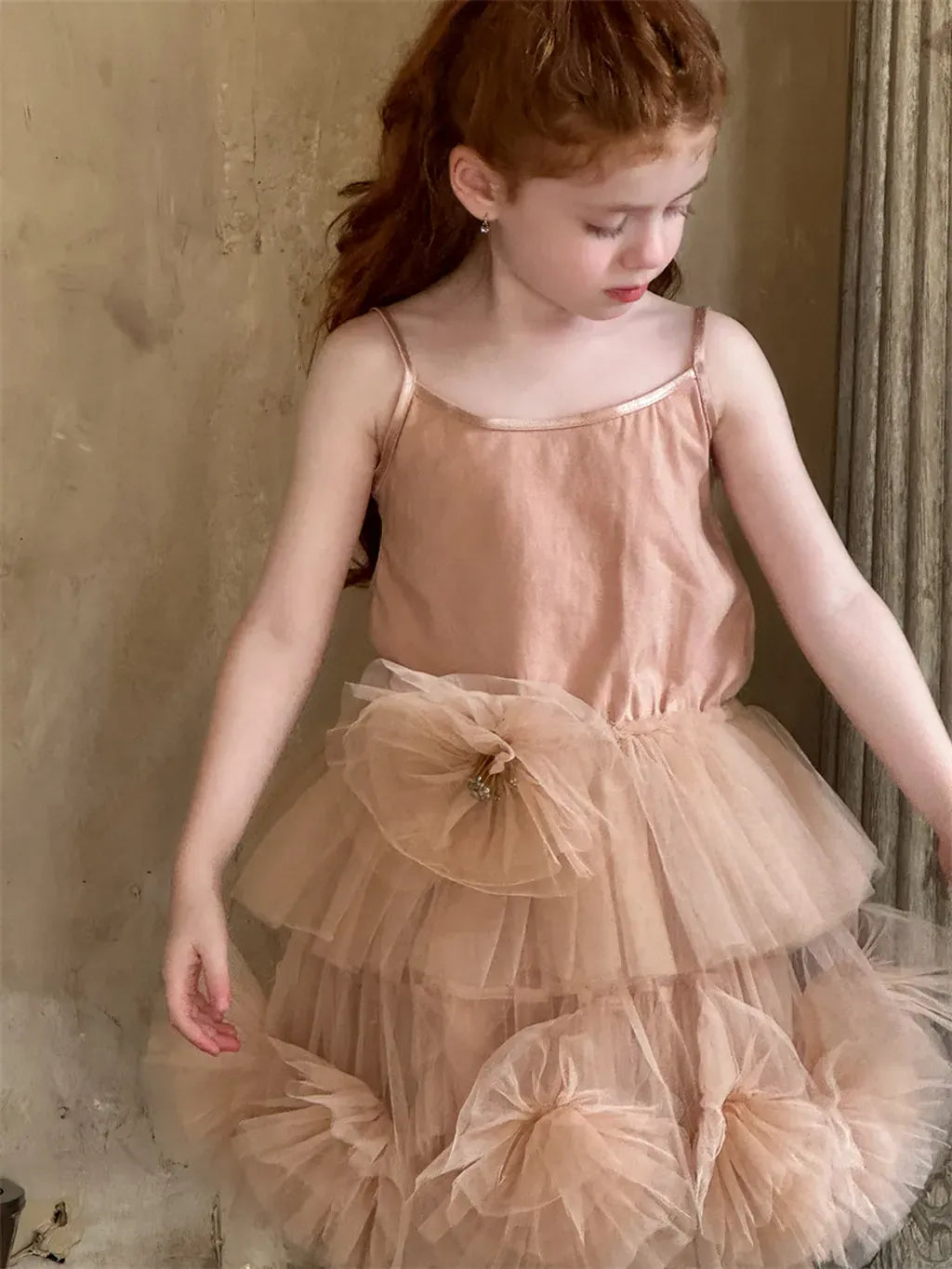 ノースリーブセットアップ シフォンフラワーチュールスカート/キャミソール【mh0011227】