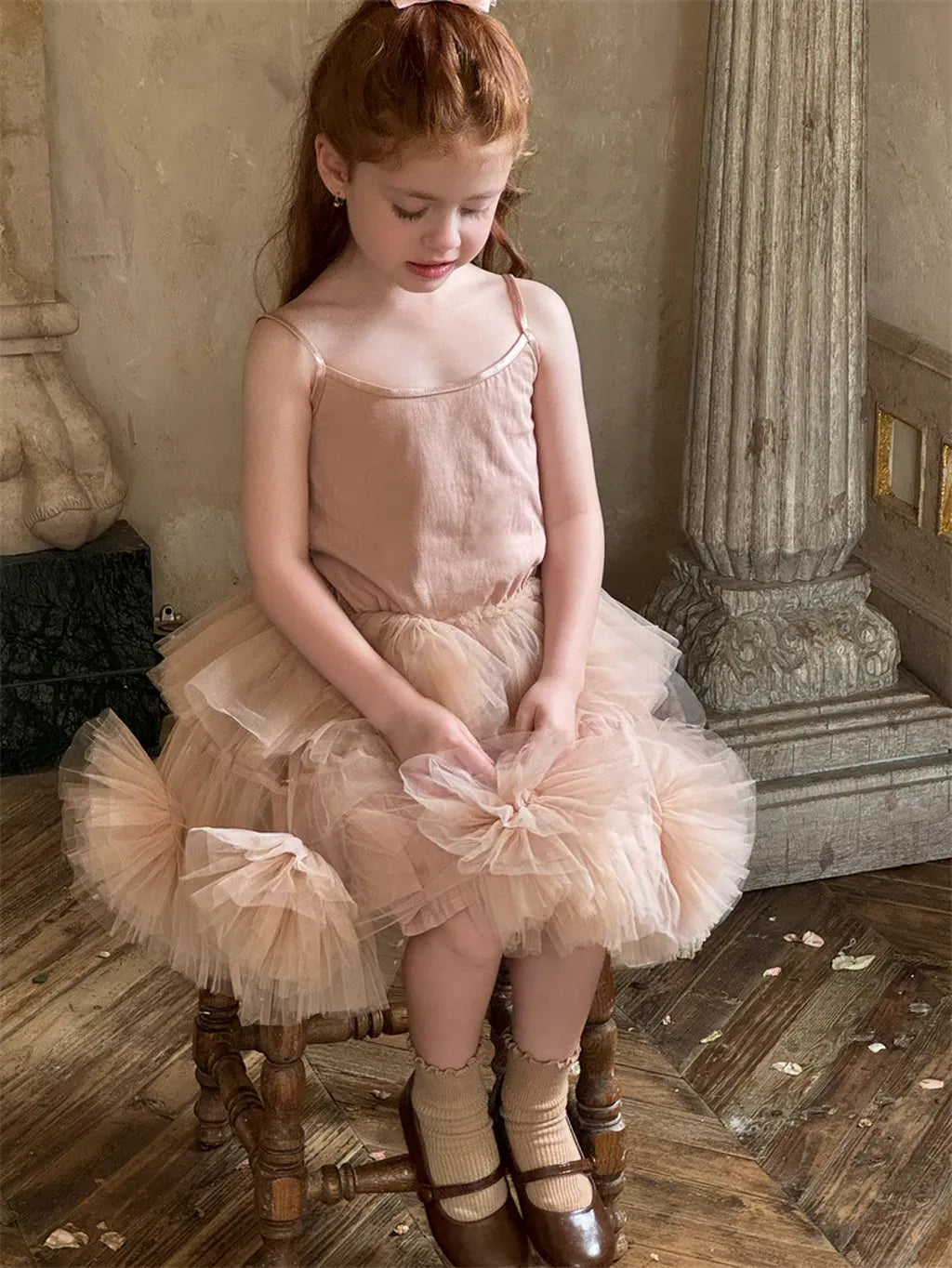 ノースリーブセットアップ シフォンフラワーチュールスカート/キャミソール【mh0011227】