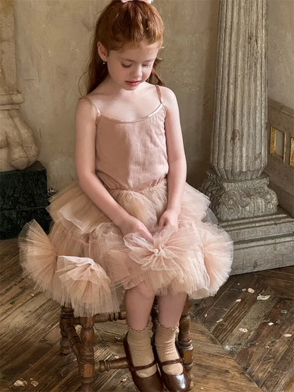 ノースリーブセットアップ シフォンフラワーチュールスカート/キャミソール【mh0011227】